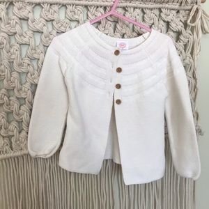 Toddler Girls Ivory Ribbed Cable Cardigan Sweater Size 2T
